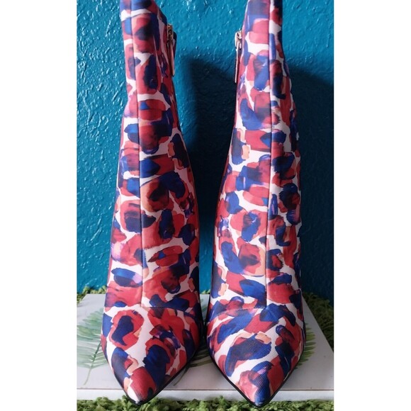 Cape Robbin Metal Heel Blue Pink Print Pointy Toe Ankle Boots Shawna Sz 7.5 - Picture 3 of 6